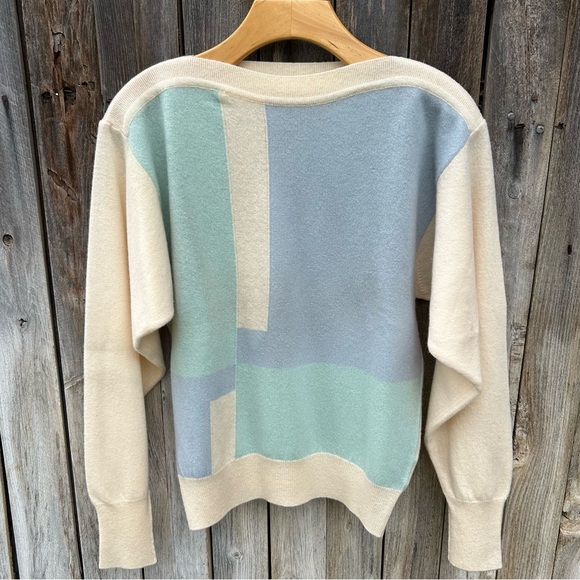Barrie Sweaters - Barrie W. Bill LTD Vintage Color Block Sweater Lambswool Cream Blue M